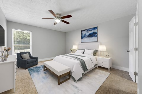Bedroom with ceiling fan at Balfour Chastain, Sandy Springs, GA