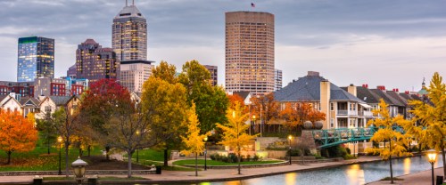View of Indianapolis, IN, used to compare 2020 affordable rentals to current average rent in 2025.